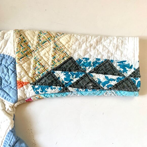 Handmade Toddler Hooded Jacket Made from Vintage Quilts 18 mo Sailor Blue White - Picture 6 of 11